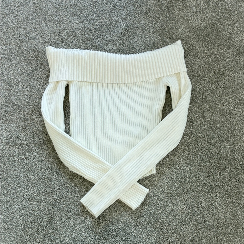 Edikted Cream Ribbed Knit Top